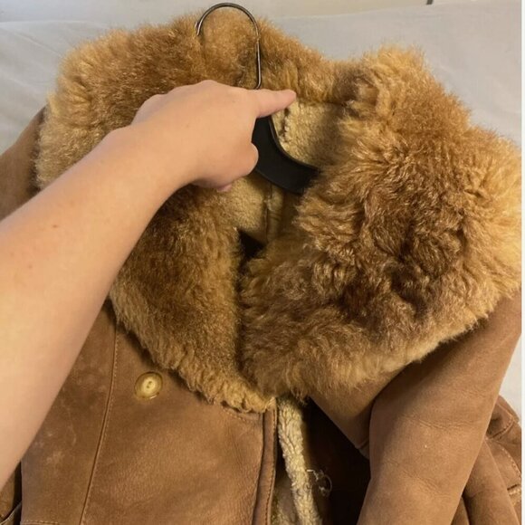 Vintage Women’s Sawyer Of Napa / Long Sheepskin Sheerling Lined Leather Coat 14 - Picture 16 of 16
